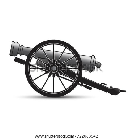 antique cannon in black & silver-vector drawing