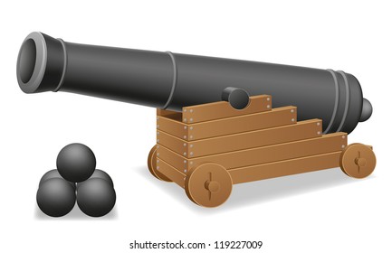 antique cannon vector illustration isolated on white background