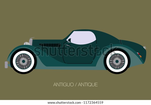 antique car,\
vector car icon, side view of\
car