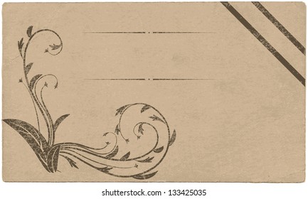 Antique card with curls and space for text. Vector illustration