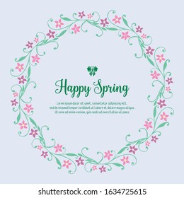 Antique card design, with beautiful leaf and wreath frame, for happy spring greeting card design. Vector