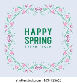Antique card design, with beautiful leaf and wreath frame, for happy spring greeting card design. Vector