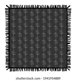 Antique carpet with primitive ethnic patterns on a gray background. Stylization for Scandinavian interiors. Vector.