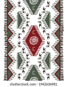 Antique carpet with primitive ethnic patterns. for Scandinavian interiors. Vector.