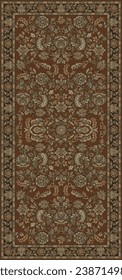 Antique Carpet Rug with Border.
