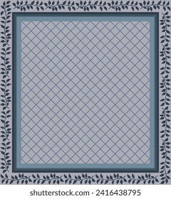 Antique Carpet Rug with Leaf Border.
