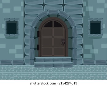 antique castle door front scene