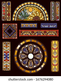 Antique Cathedral-Inspired Glass Kit - Borders Frames Backgrounds & Elements