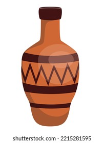 Amforas decorativas de cerámica antigua sobre un fondo blanco. Hija de arcilla de utensilios antiguos para beber vino, agua o leche. Amphora. Ilustración del vector