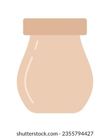 Objeto vectorial de color semiplano de la cacerola de cerámica antigua. Hobby de alfarería. Jarrón decorativo. Icono de imagen de clip de caricatura editable sobre fondo blanco. Ilustración de puntos simple para diseño gráfico web