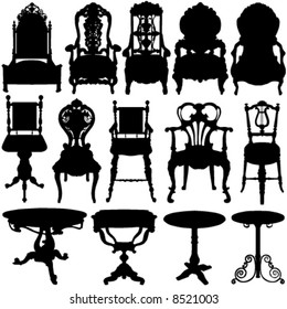 Antique Chair And Table Vector