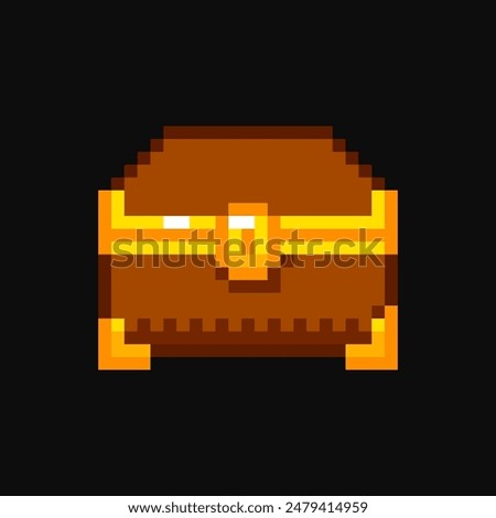 Antique chest 8 bit game resource, chest item, chest pixel art element for game interface.