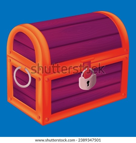 antique chest with lock vector illustration