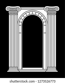 Front View Classic Arch Ionic Column Stock Illustration 328318691