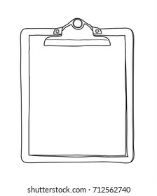 Antique Clipboard And Blank Paper Hand Drawn Vector Line Art Illustration