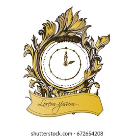 Antique clock hand drawn sketch vector illustration.