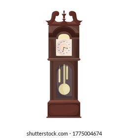 Antique clock isolated cartoon icon. Vector illustration old watch on white background. Vector cartoon illustration icon antique clock.