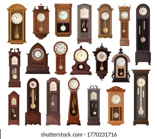 Antique clock isolated cartoon set icon. Vector illustration old watch on white background. Vector cartoon set icon antique clock.