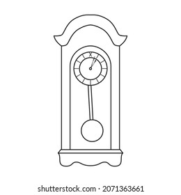 Antique clock isolated outline icon. Vector illustration old watch on white background. Vector outline illustration icon antique clock.
