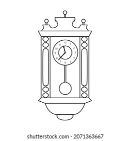 Icono de contorno aislado del reloj antiguo. Ilustración vectorial reloj viejo sobre fondo blanco. Reloj antiguo del icono de la ilustración del contorno del vector.