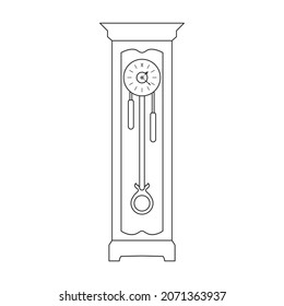 Icono de contorno aislado del reloj antiguo. Ilustración vectorial reloj viejo sobre fondo blanco. Reloj antiguo del icono de la ilustración del contorno del vector.
