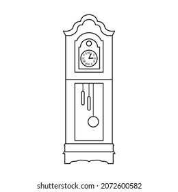 Antike Uhr einzeln Umriss Symbol. Vektorgrafik alte Uhr auf weißem Hintergrund. Vektorgrafik-Icon antiken Uhr.