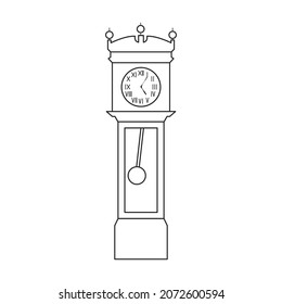 Antique clock isolated outline icon. Vector illustration old watch on white background. Vector outline illustration icon antique clock.