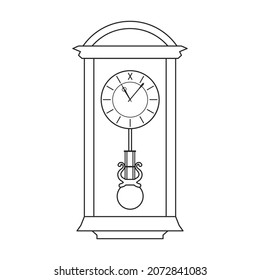 Antique clock isolated outline icon. Vector illustration old watch on white background. Vector outline illustration icon antique clock.