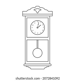 Icono de contorno aislado del reloj antiguo. Ilustración vectorial reloj viejo sobre fondo blanco. Reloj antiguo del icono de la ilustración del contorno del vector.