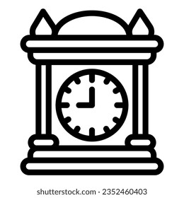 Antique clock line icon, fairytale concept, vintage desk carriage clock sign on white background, Old wooden watch icon in outline style mobile concept web design. Vector graphics.