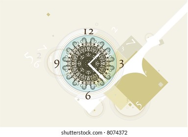 antique clock on abstract background,vector