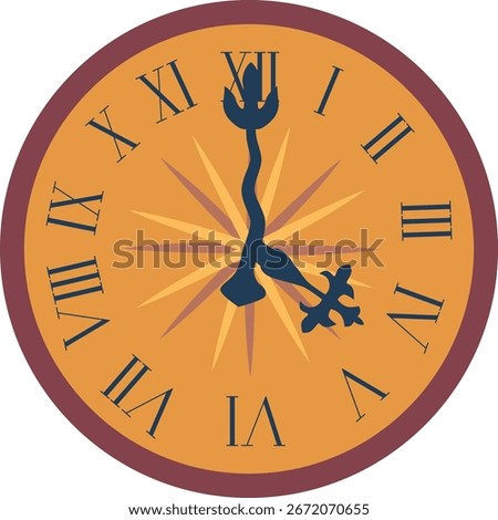 Antique clock with roman numbers