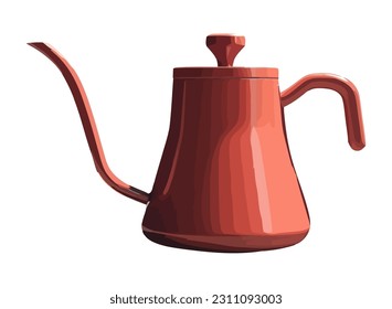 Antique coffee pot pouring hot liquid icon isolated