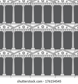 Antique colonnade border texture pattern background. Doric order.