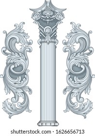 Antique Column With Design Elements vector #1017