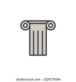 Antique column filled outline icon, line vector sign, linear colorful pictogram isolated on white. Ancient pillar symbol, logo illustration. Pixel perfect vector graphics