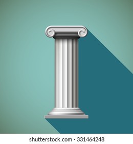 Antique column. Flat design. Stock vector illustration.