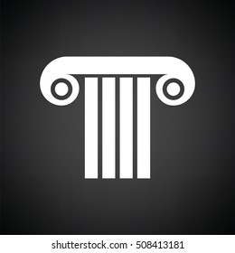 Antique column icon. Black background with white. Vector illustration.