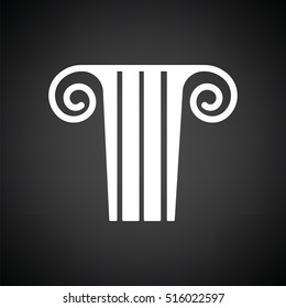 Antique column  icon. Black background with white. Vector illustration.