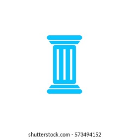 Antique Column icon flat. Blue pictogram on white background. Vector illustration symbol