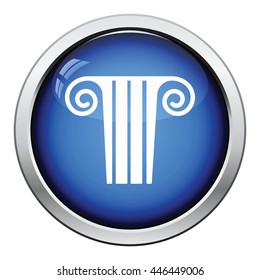 Antique column  icon. Glossy button design. Vector illustration.