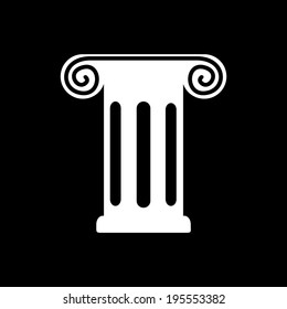 Antique Column Icon Isolated on Black Background