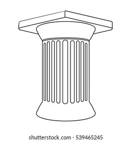Antique column icon in outline style isolated on white background. Greece symbol stock vector illustration.
