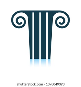 Antique column  icon. Shadow reflection design. Vector illustration.