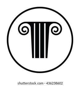 Antique column  icon. Thin circle design. Vector illustration.
