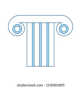 Antique Column Icon. Thin Line With Blue Fill Design. Vector Illustration.