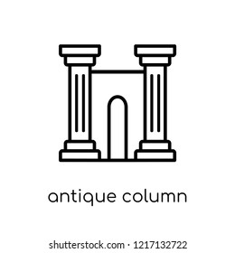 antique column icon. Trendy modern flat linear vector antique column icon on white background from thin line Museum collection, outline vector illustration