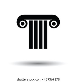 Antique column icon. White background with shadow design. Vector illustration.