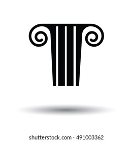 Antique column  icon. White background with shadow design. Vector illustration.
