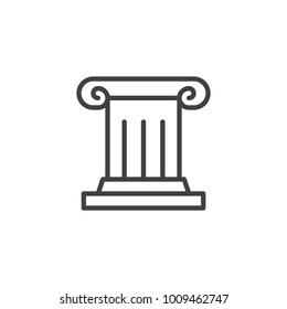 Antique column line icon, outline vector sign, linear style pictogram isolated on white. Pillar, Ionic column symbol, logo illustration. Editable stroke